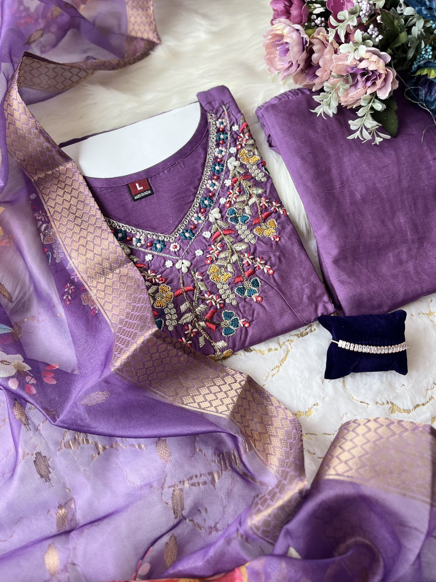 Sequin Embroidery Kurta Set