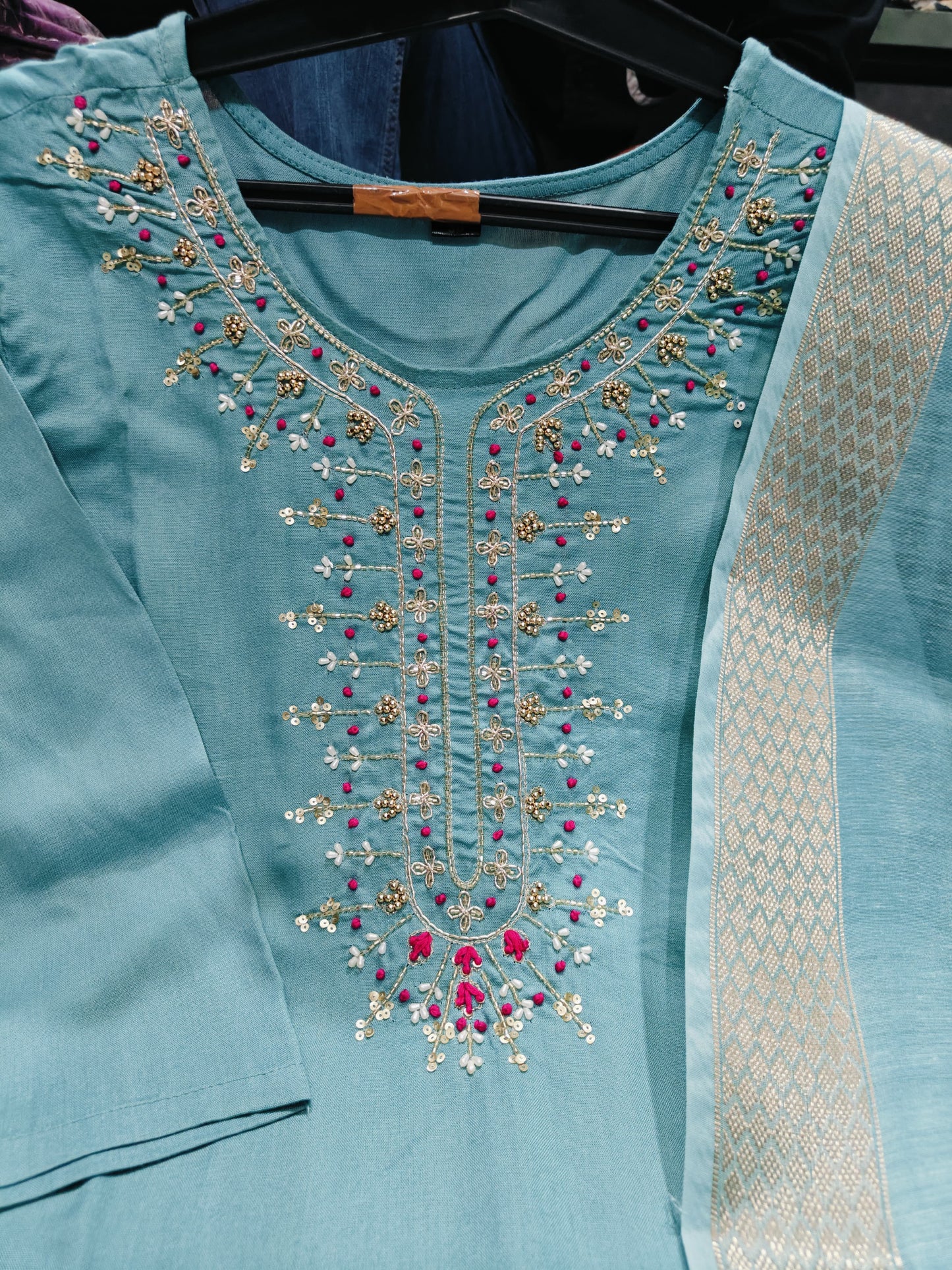 Cotton Silk Embroidered Kurta Set