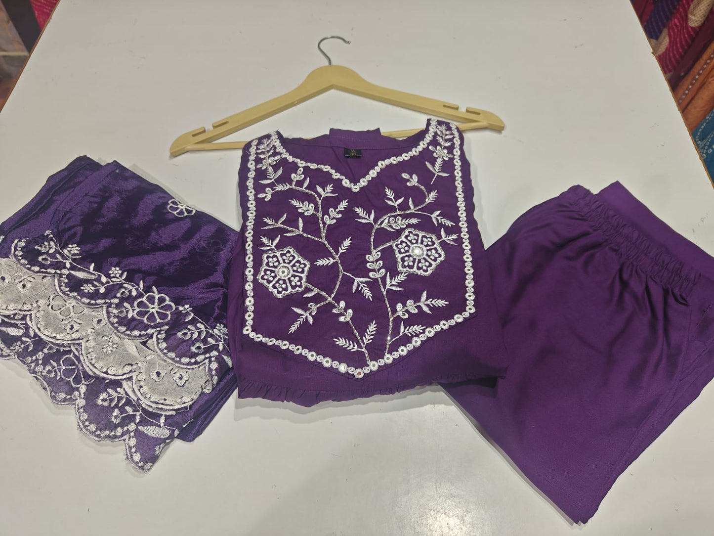 Purple Silver Embroidery Anarkali Set