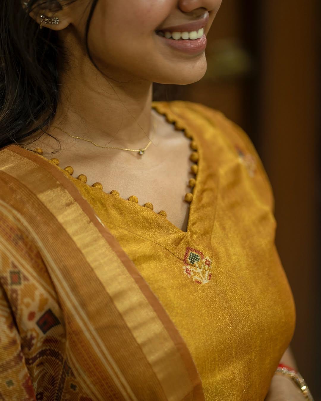 Mustard Shimmer Silk Embroidered Kurta Set
