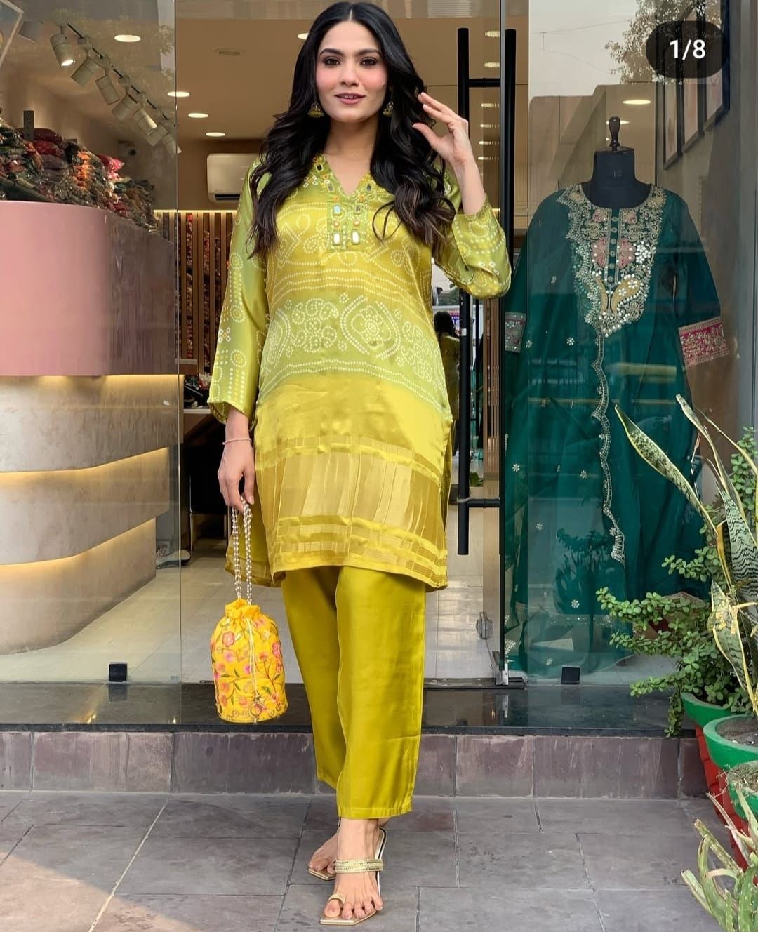 Gazi Silk Bandhani Coord Set