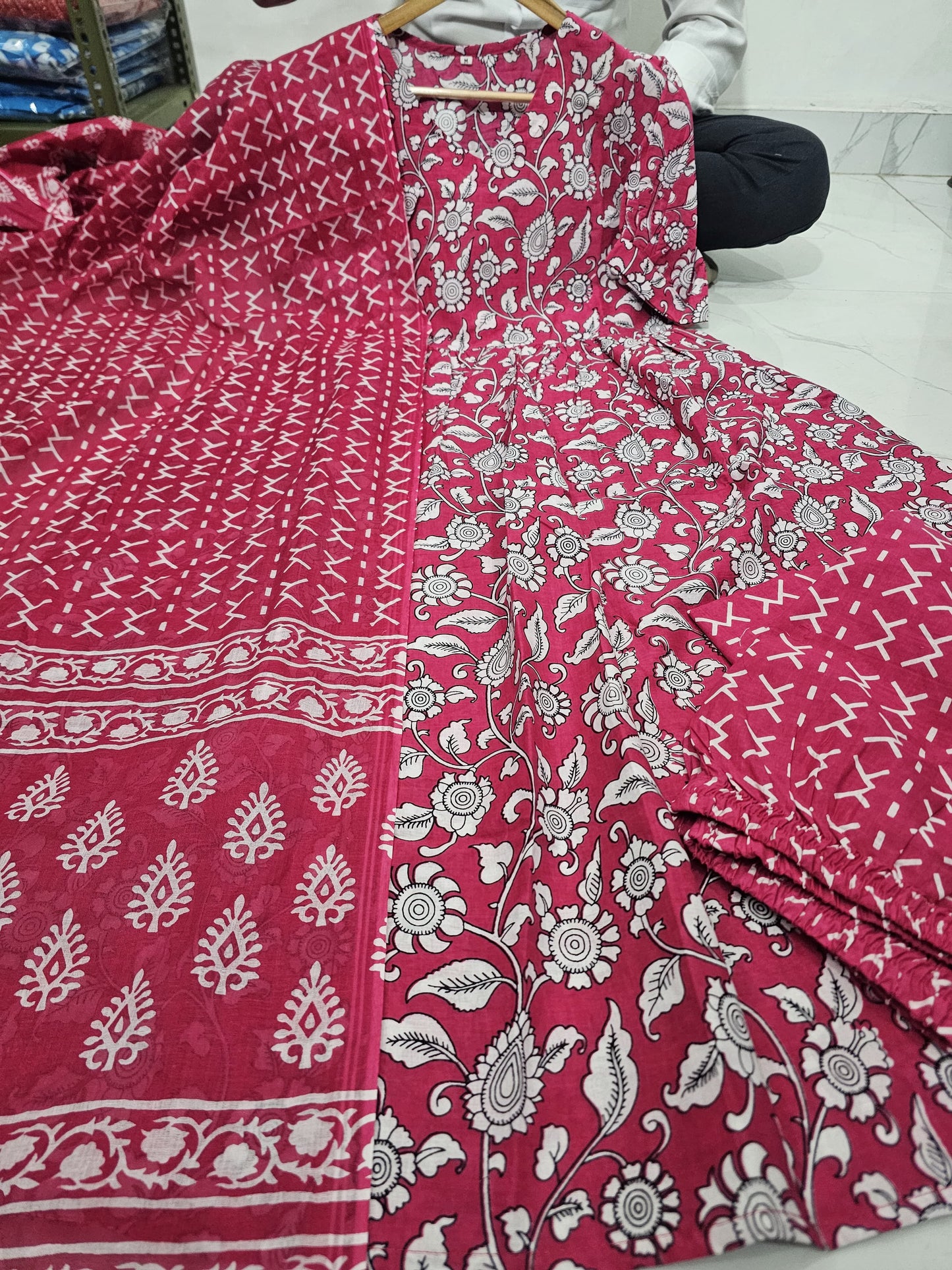 Maroon Kalamkari Anarkali Set