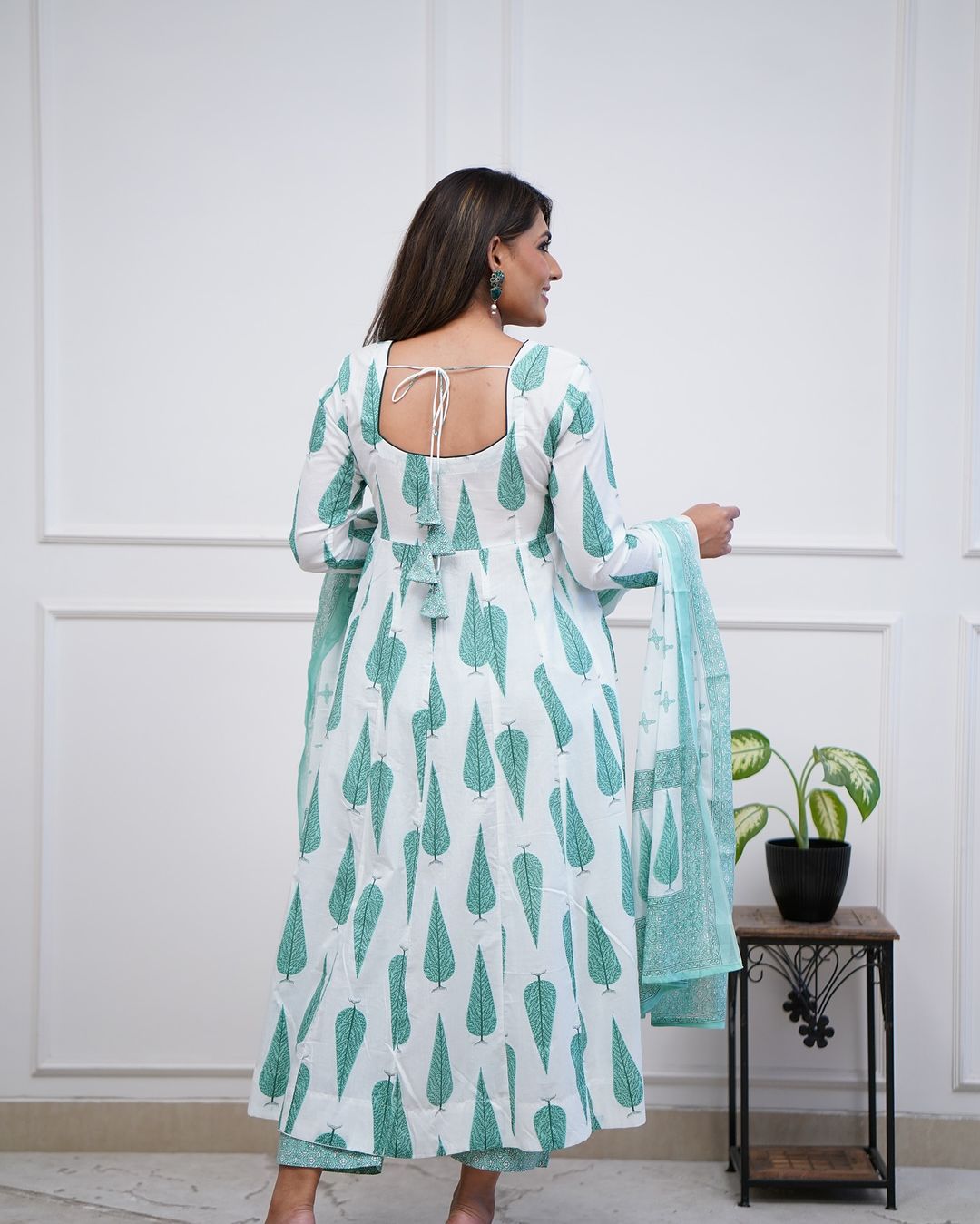 Cotton Block Printed Paisley Anarkali Set