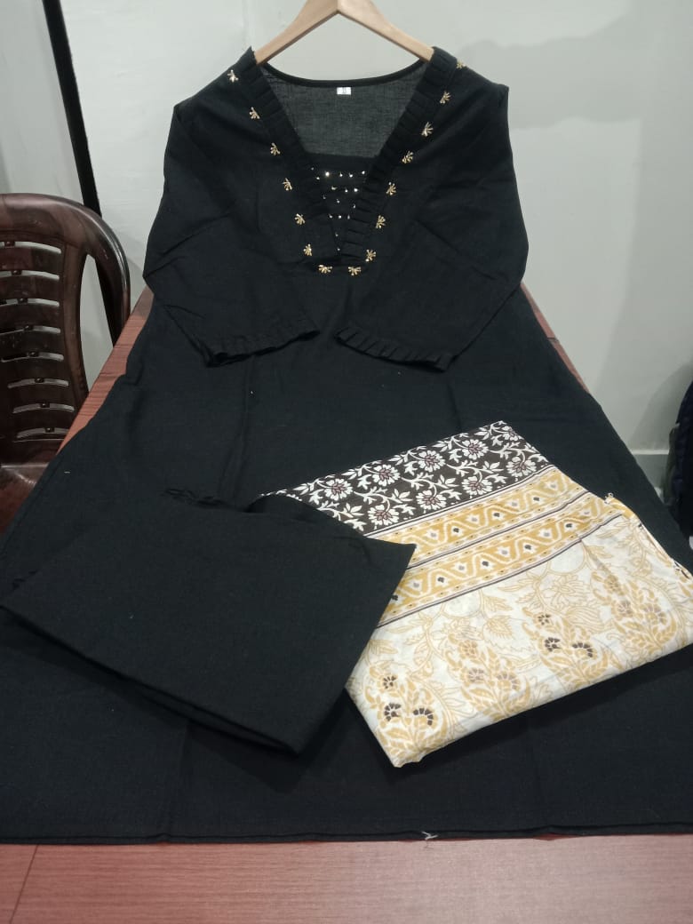 V Neck Embroidered Kurta Set