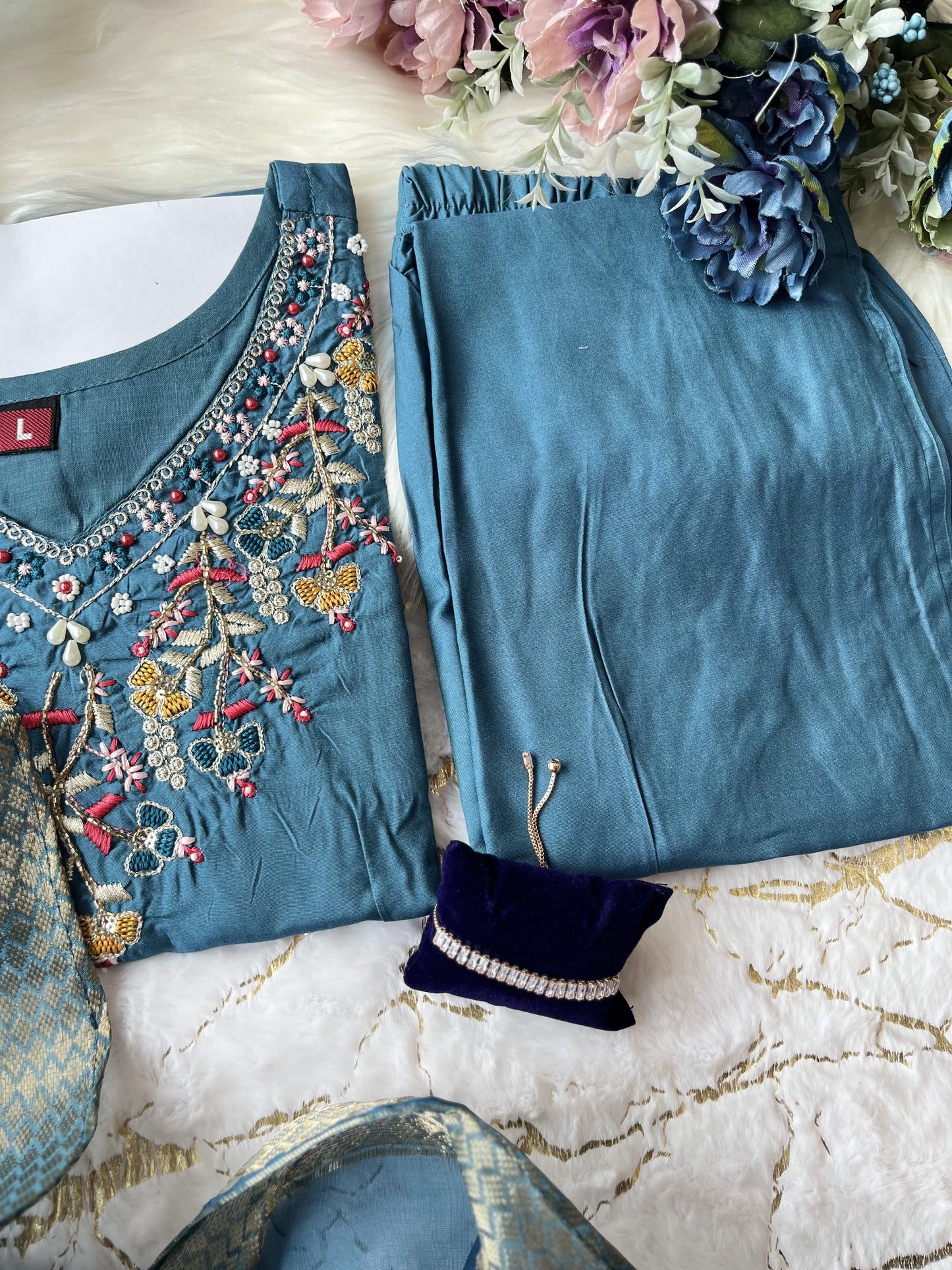 Sequin Embroidery Kurta Set