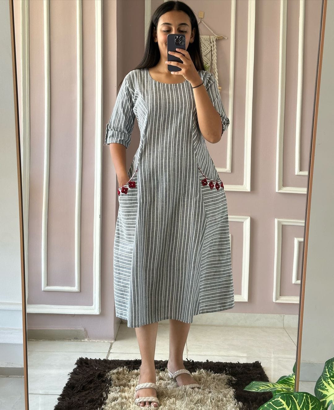 Handloom Cotton Striped Pocket Dresses