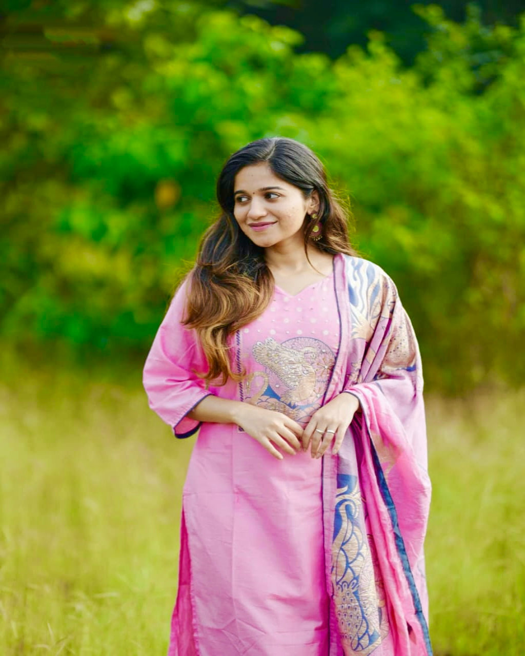 Chanderi Silk Sequin Handwork Kurta Set