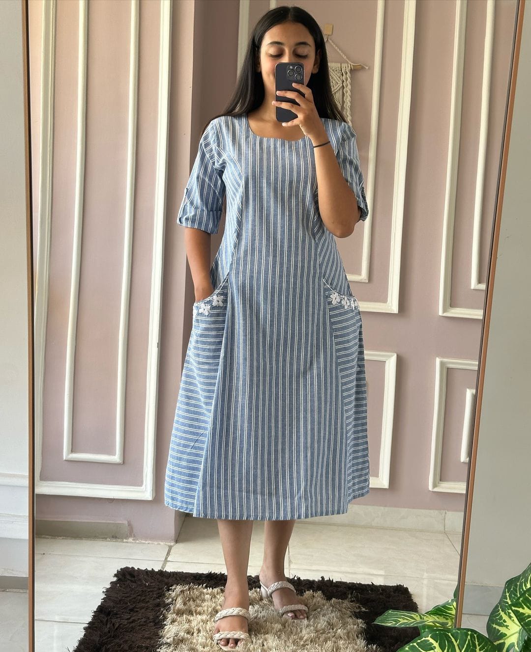 Handloom Cotton Striped Pocket Dresses