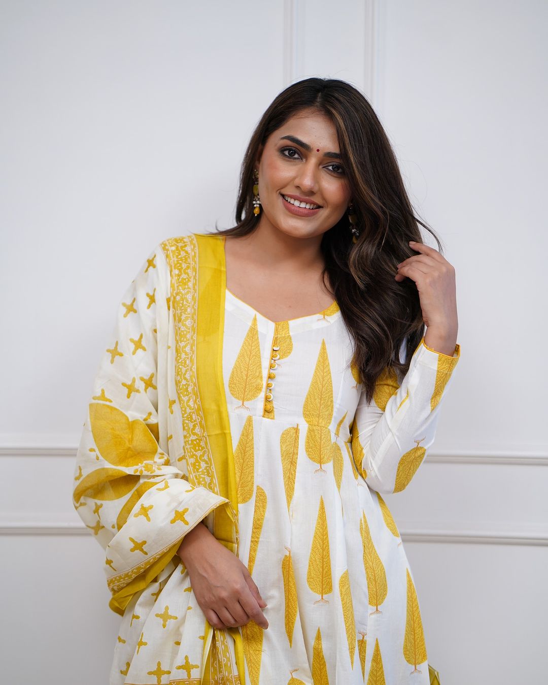 Cotton Block Printed Paisley Anarkali Set