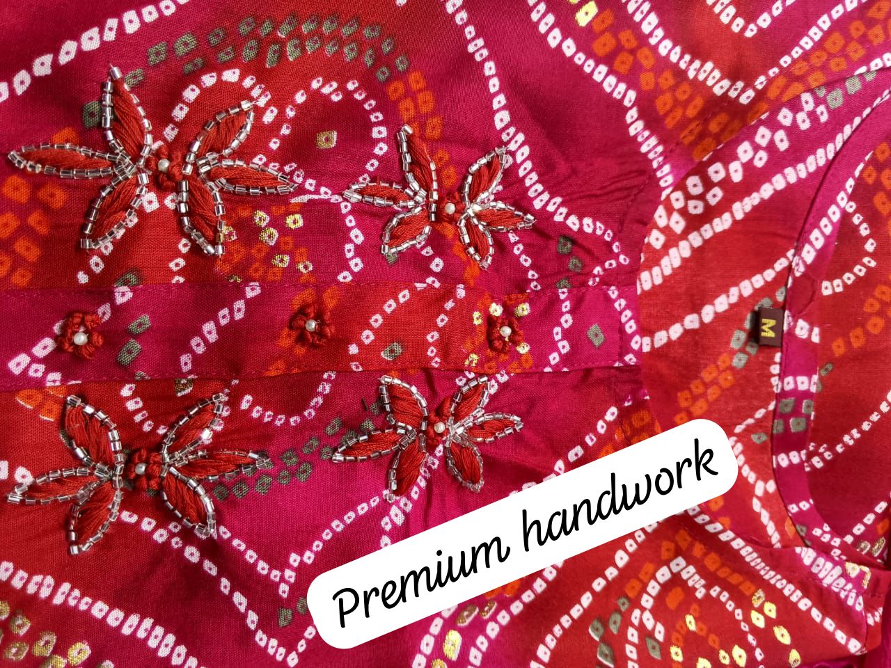 Red Bandhani Kurta Set