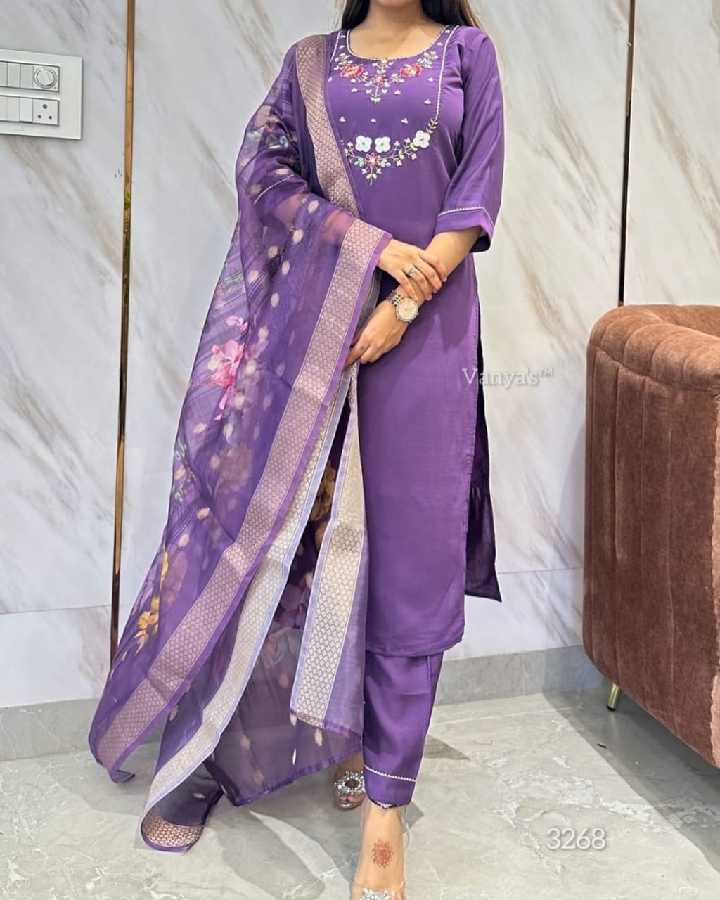 Beaded Embroidered Kurta Set with Chanderi Silk Dupatta