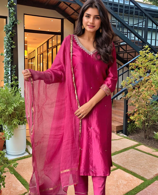 Pink Festive Wear Kurta Set