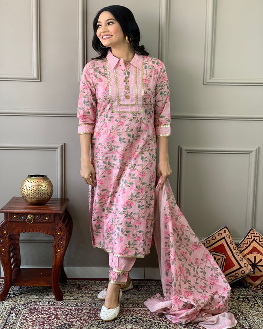 Printed Afghani Style Kurta Set