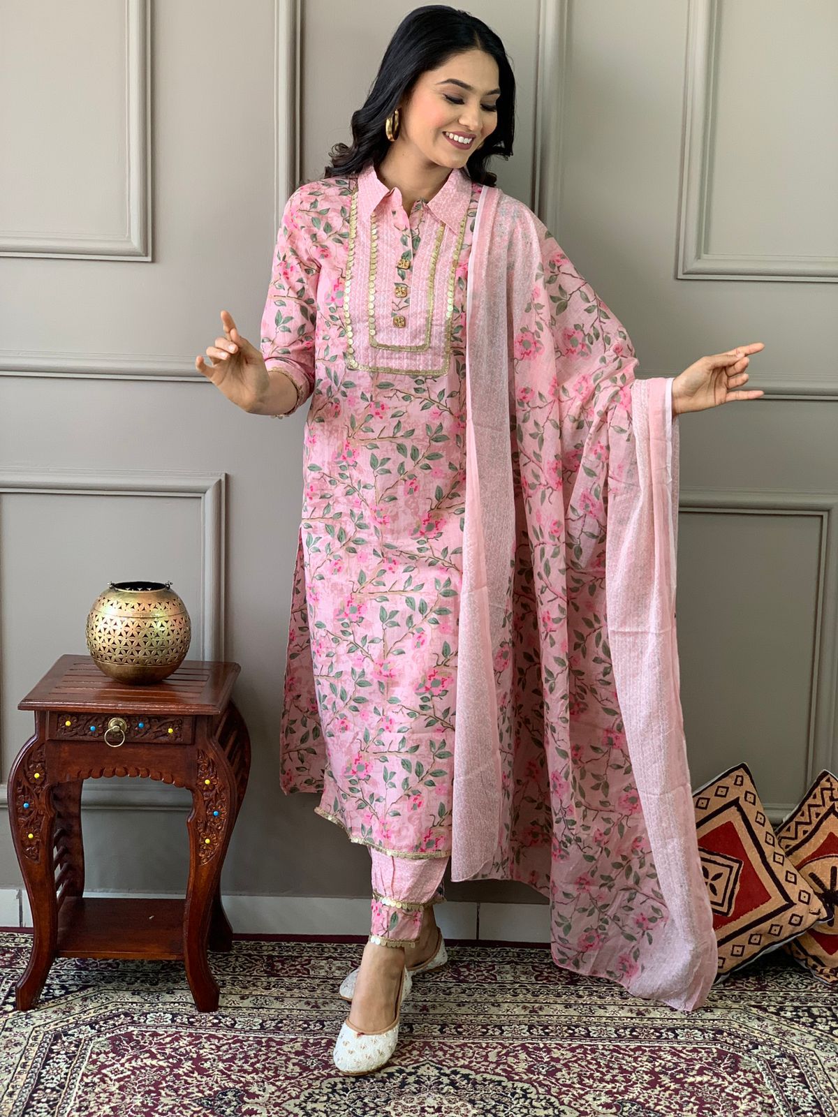 Printed Afghani Style Kurta Set
