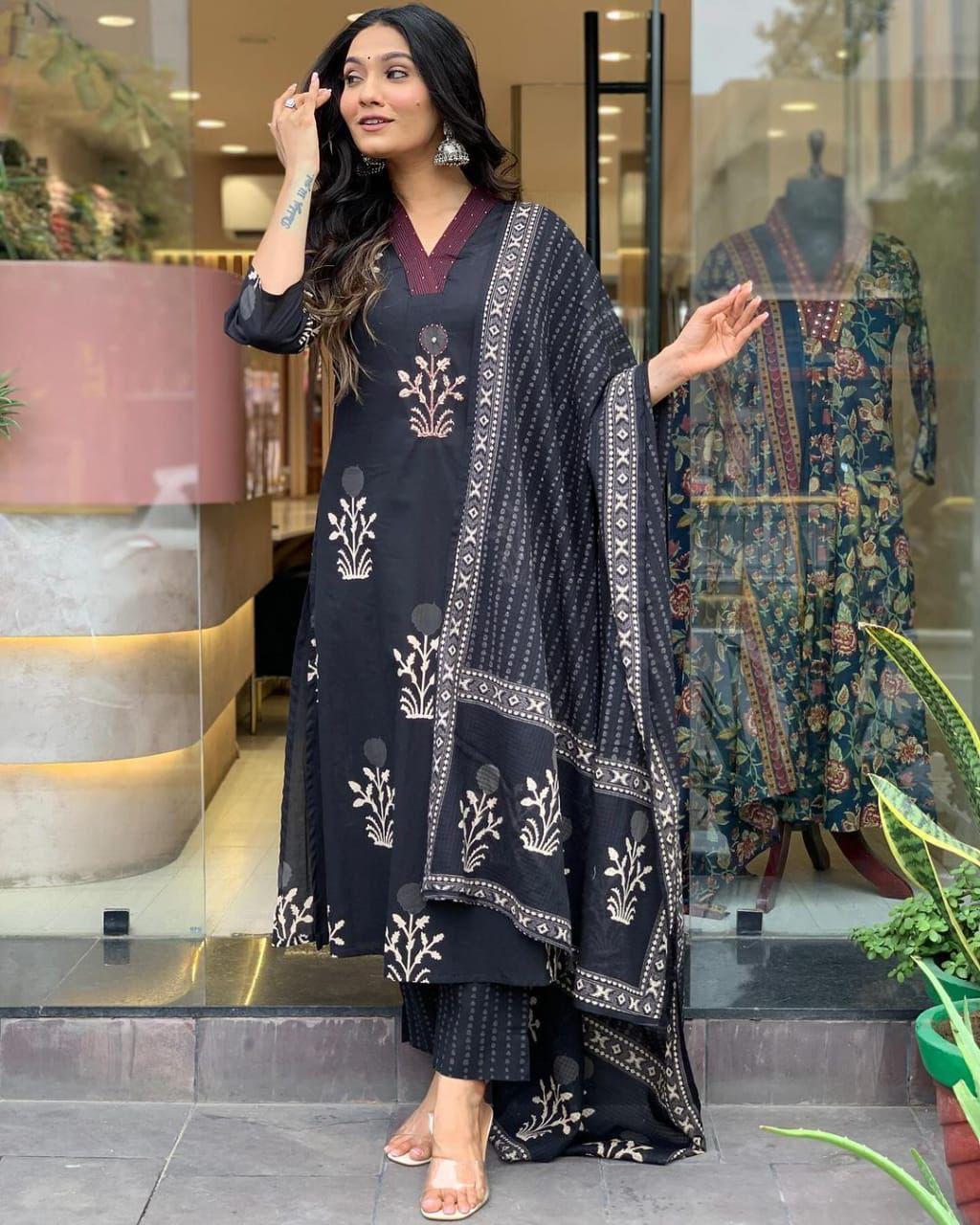 Blue Handblock Kurta Set