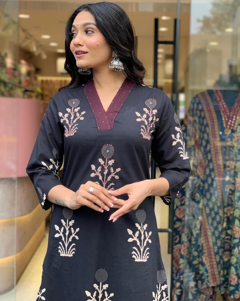 Blue Handblock Kurta Set