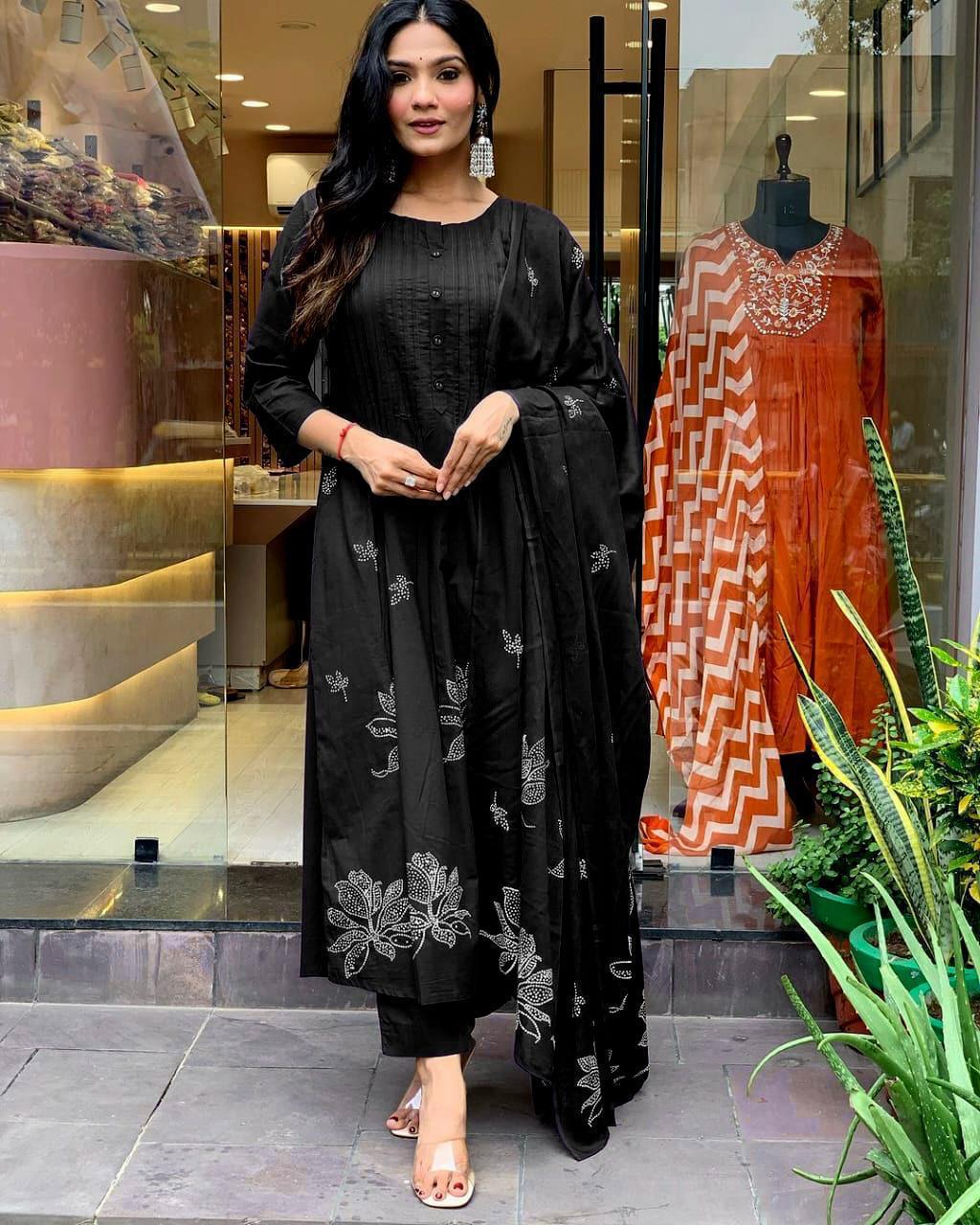 Bandhani Print Cotton Kurta Set