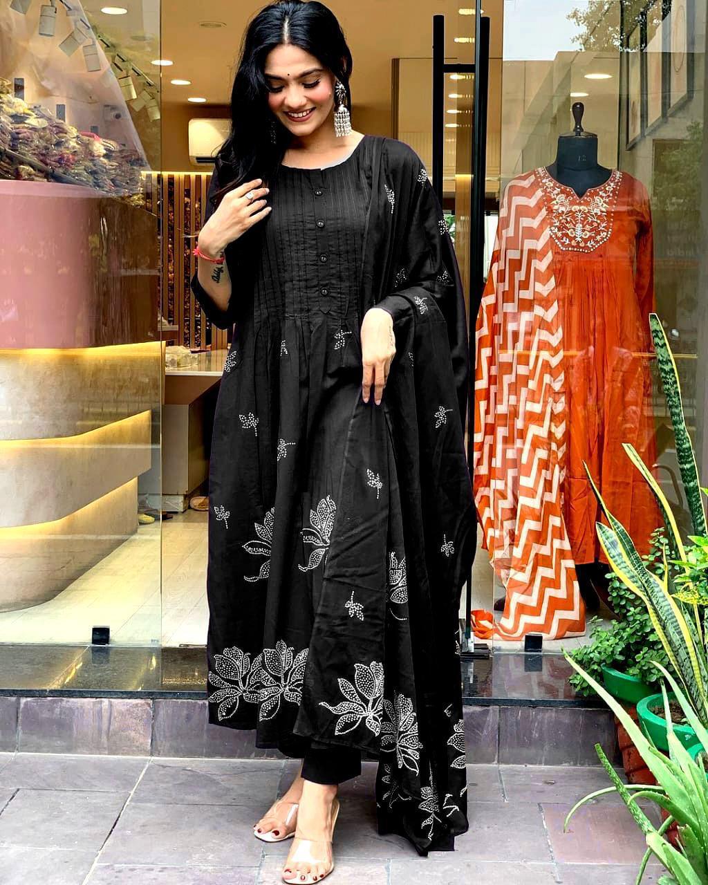 Bandhani Print Cotton Kurta Set