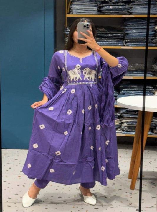 Adda Work Bandhani Print Kurta Set