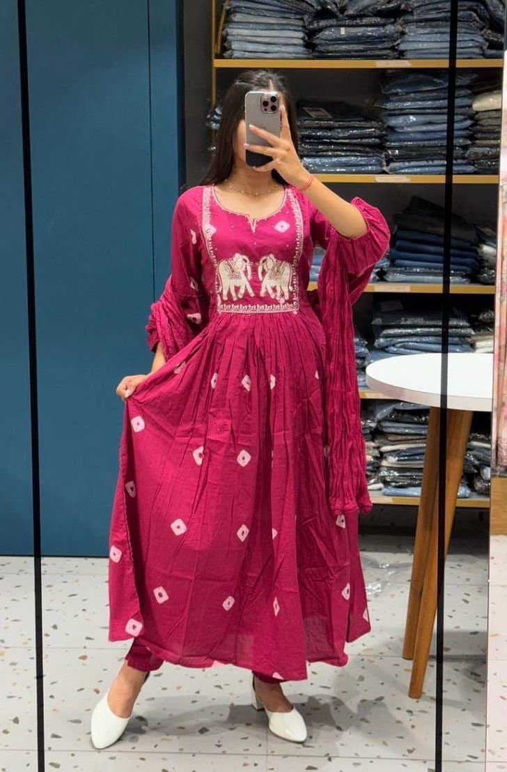 Adda Work Bandhani Print Kurta Set