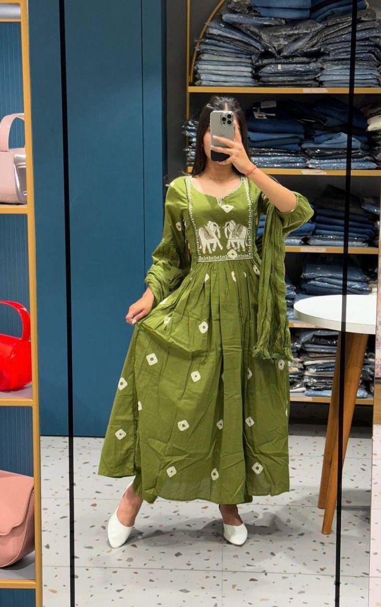 Adda Work Bandhani Print Kurta Set