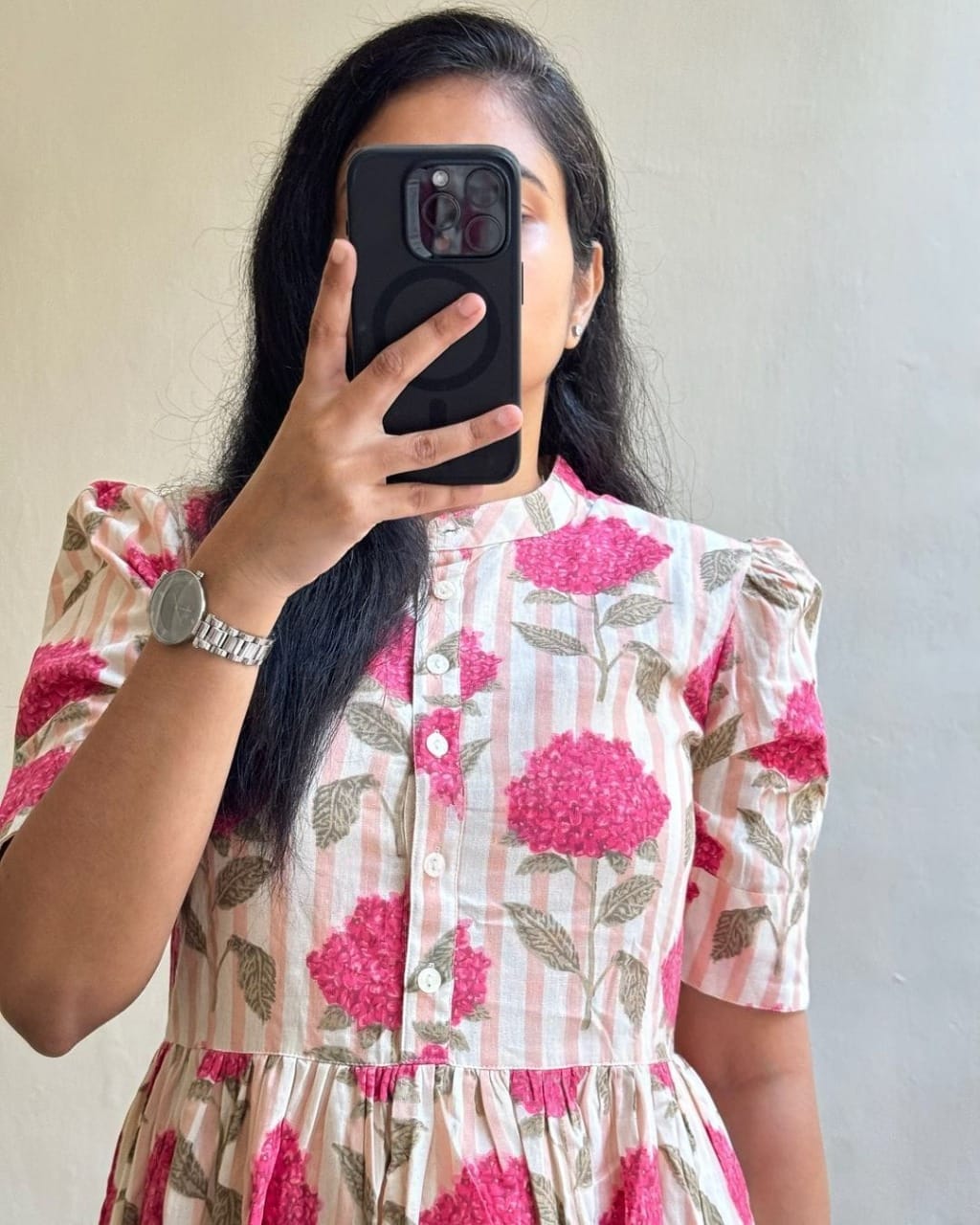 Printed Floral Cotton Midi Dress