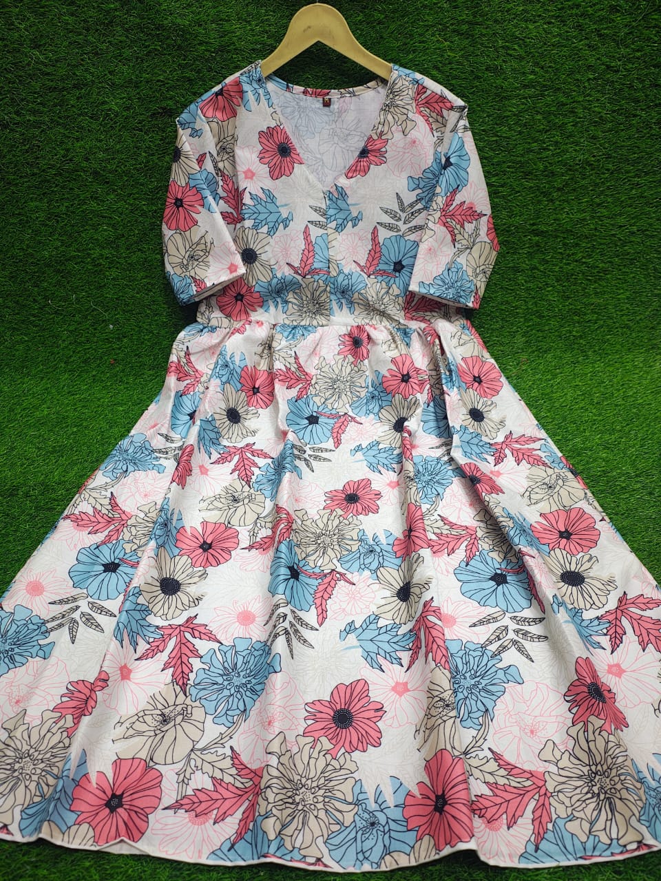 Printed Floral Cotton Midi Dress