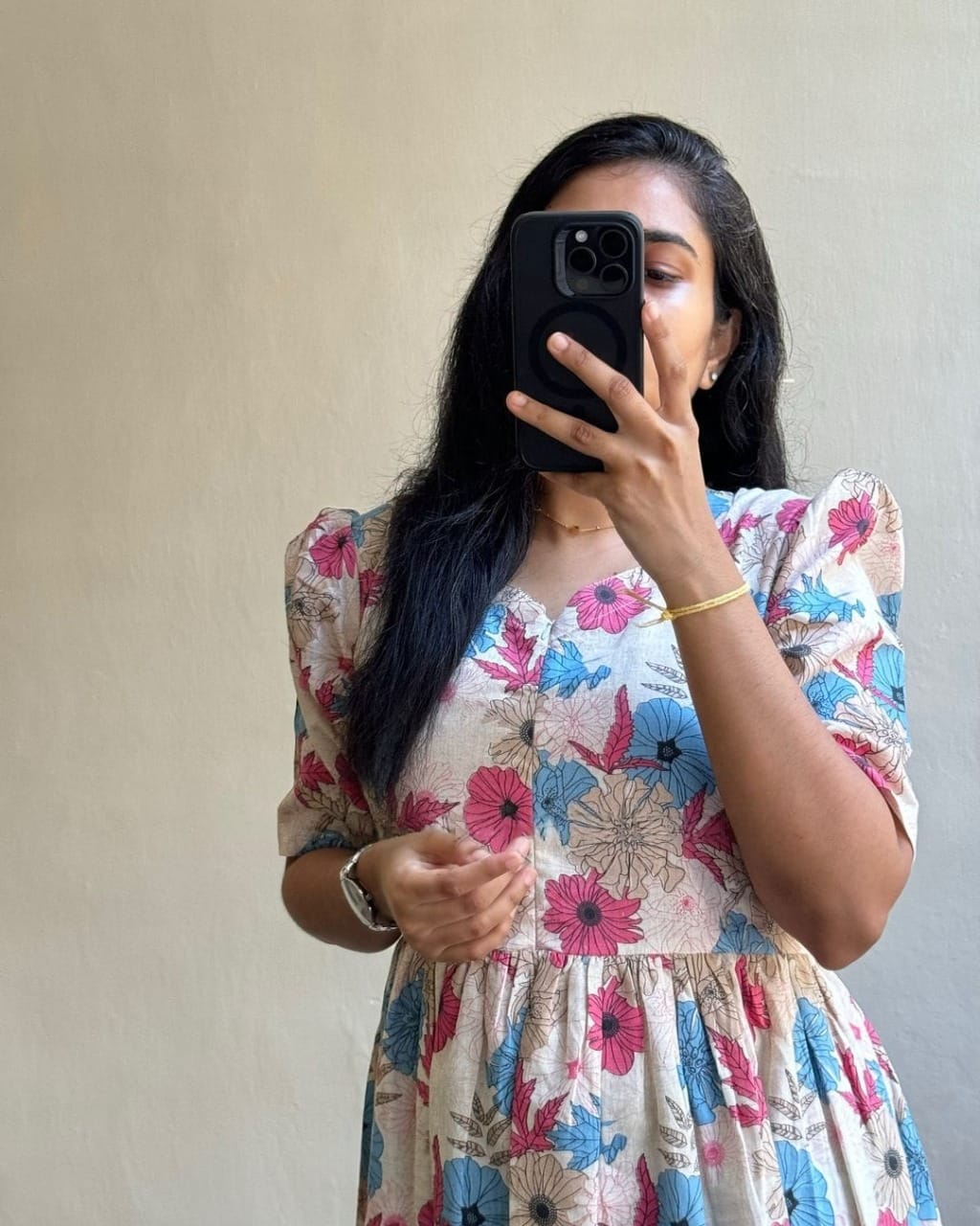 Printed Floral Cotton Midi Dress