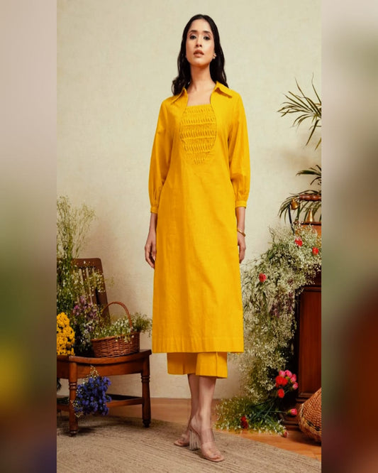 Pintucks Pure Cotton Kurta Set