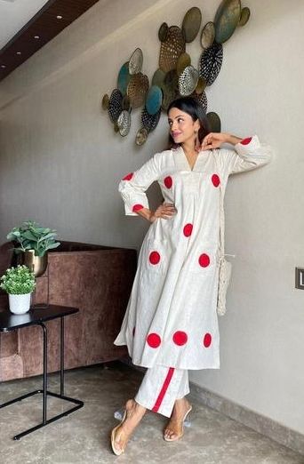 Red And White Polka Dot Printed Co-ord Set