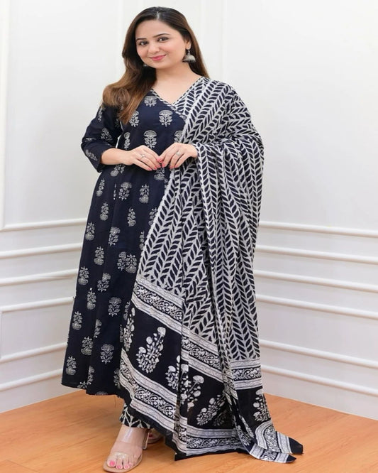 Black Angrakha Style Kurta Set