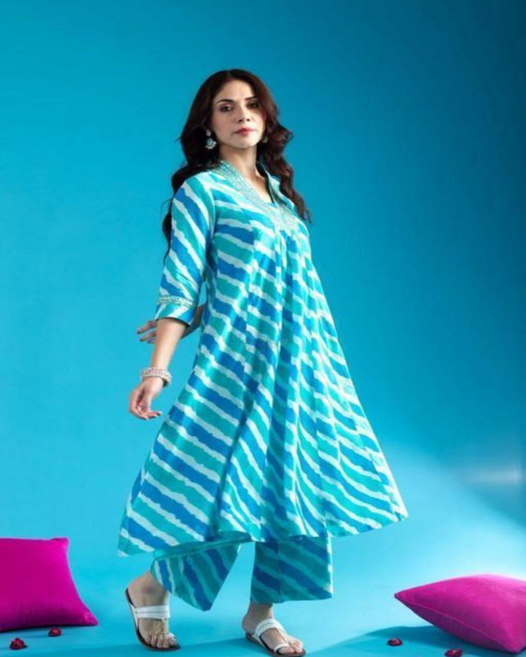 Beautiful Lehariya Print Sequined Co-ord Set