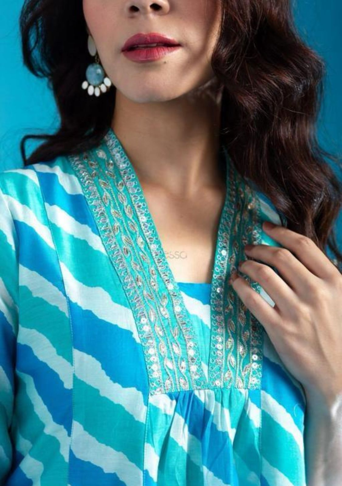 Beautiful Lehariya Print Sequined Co-ord Set