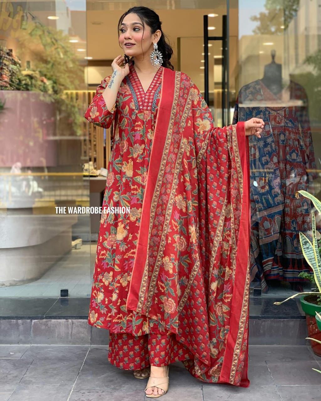 Printed A line Kurta Pants Set