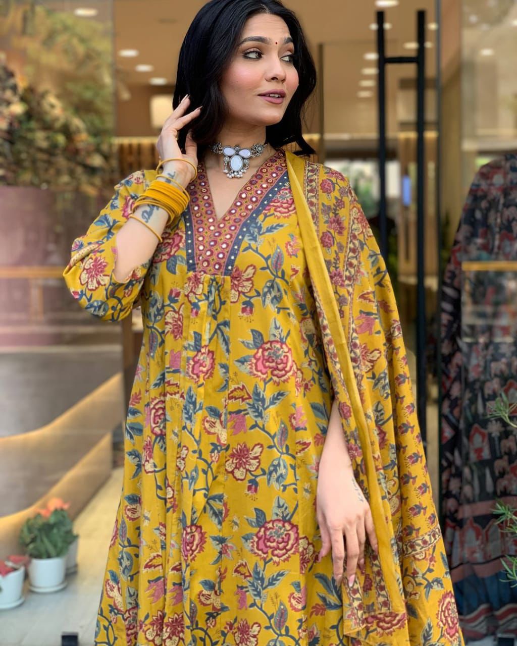 Printed A line Kurta Pants Set