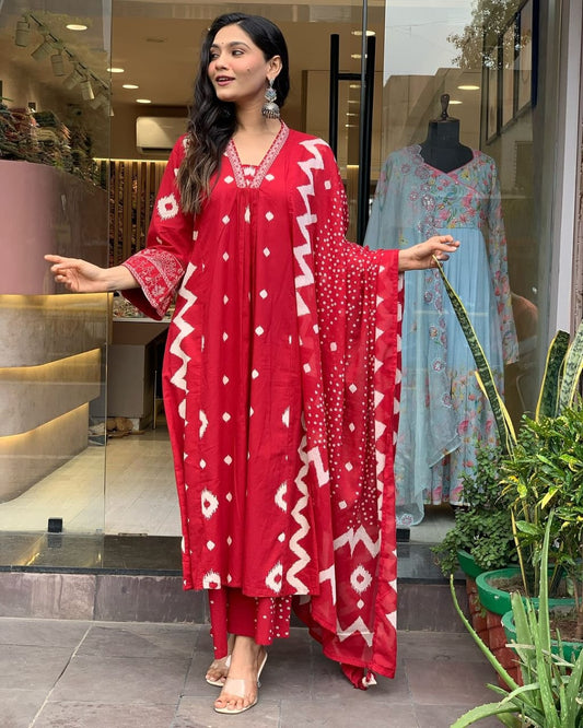 Zig Zag Print Kurta Set