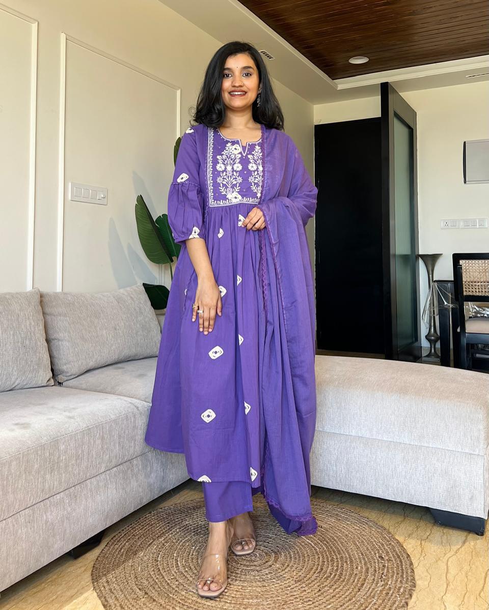 Bandhani Print Adda Work Kurta Set
