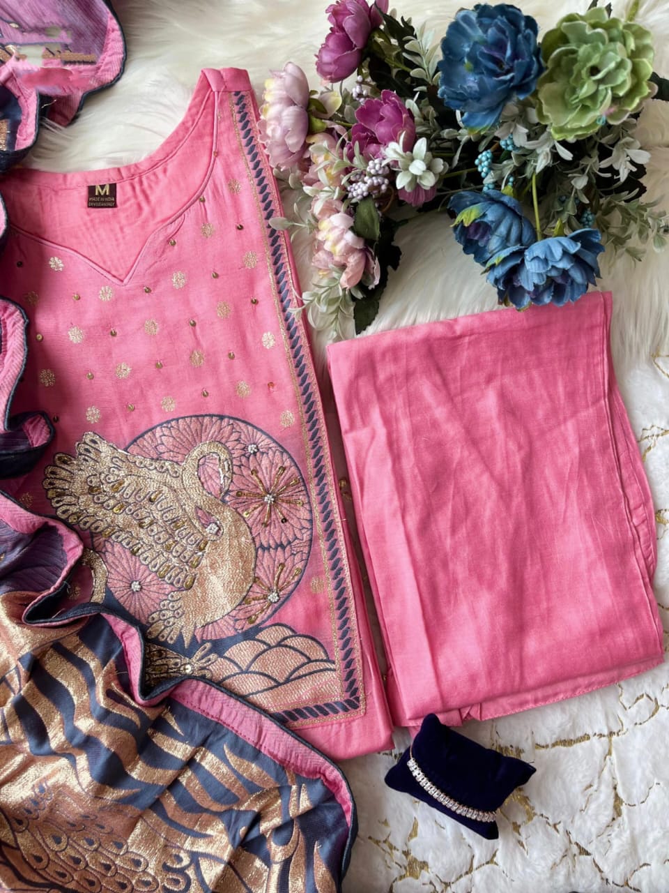 Chanderi Silk Sequin Handwork Kurta Set