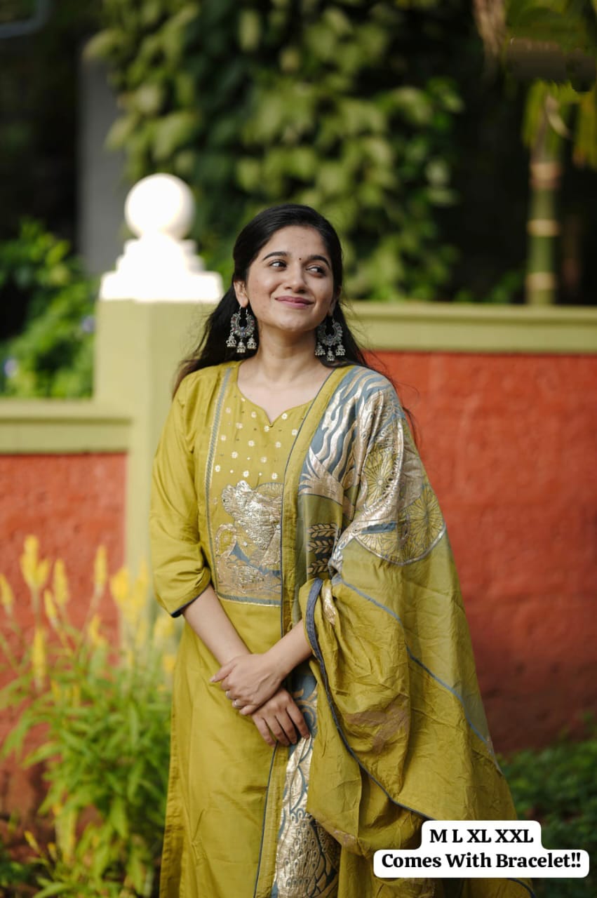 Chanderi Silk Sequin Handwork Kurta Set