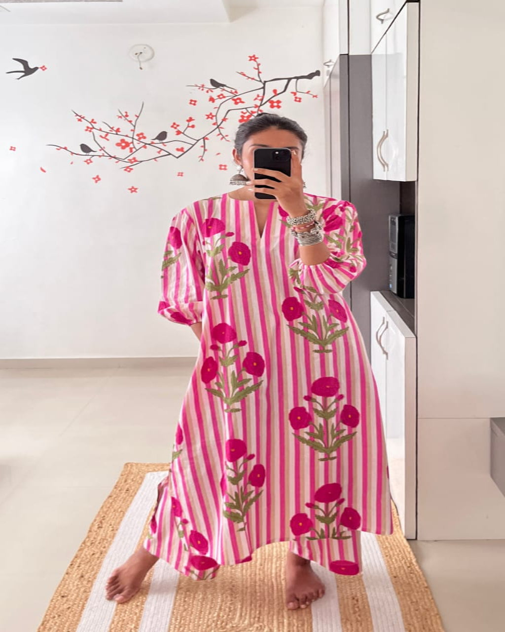 Striped Pink Cotton Coord Set
