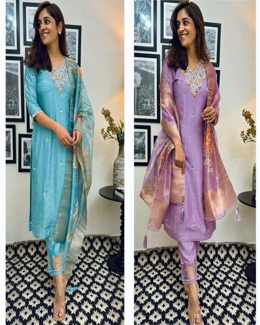 Sequin Embroidery Kurta Set