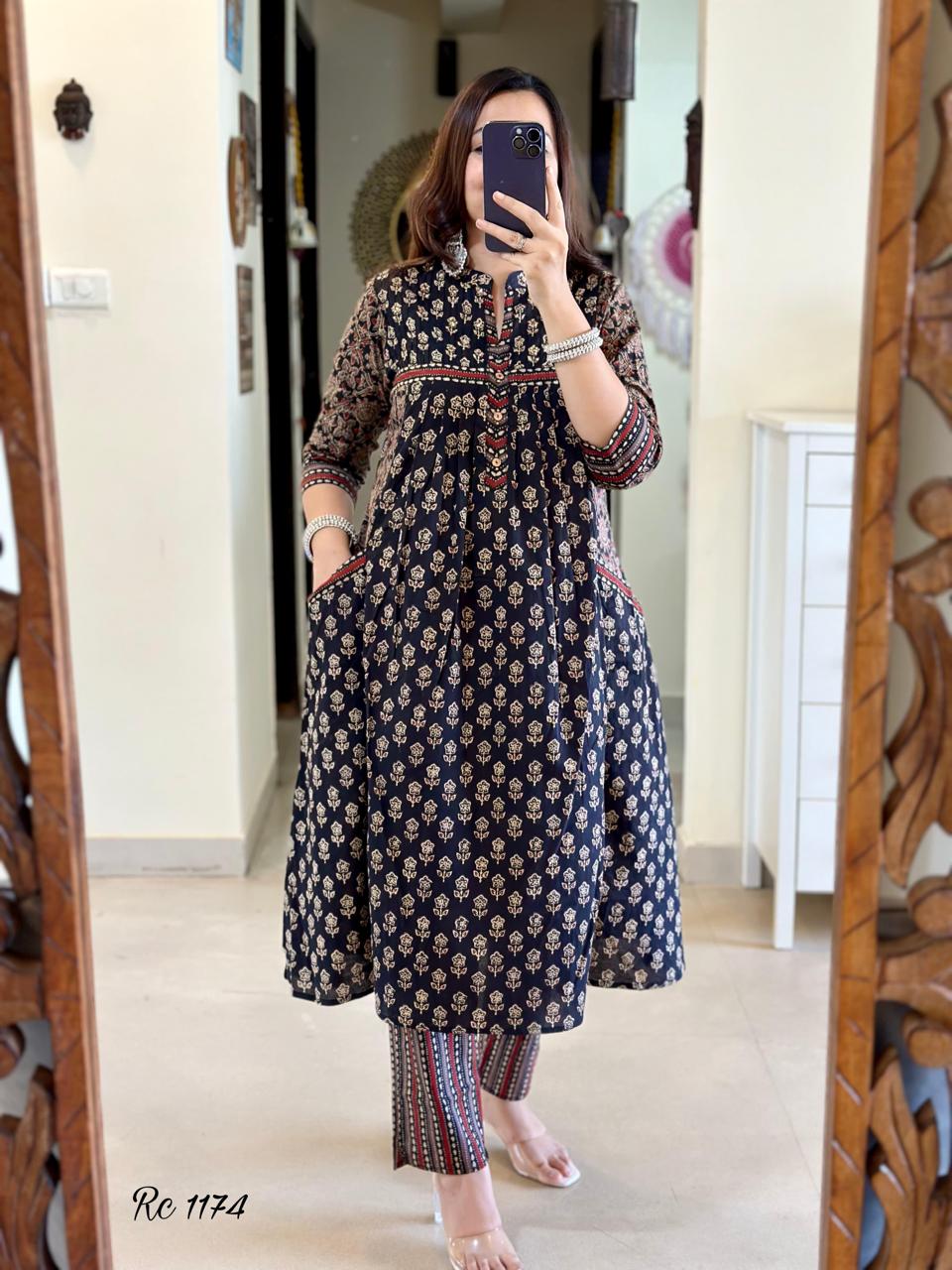 A Line Pocket Cotton Kurta Set
