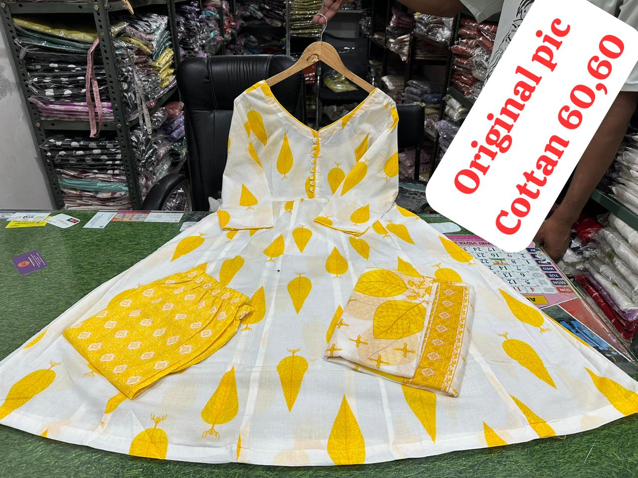 Cotton Block Printed Paisley Anarkali Set
